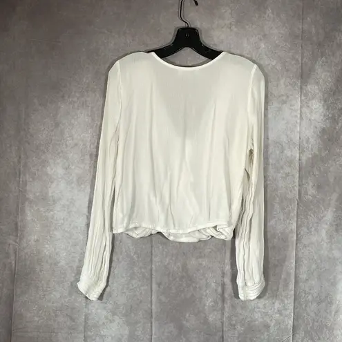 Hollister  California Long Sleeve White Tie Front Blouse | Size Large