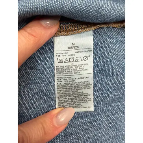 Old Navy  Denim Puff Sleeve Button Front Blouse Blue Cotton Size M