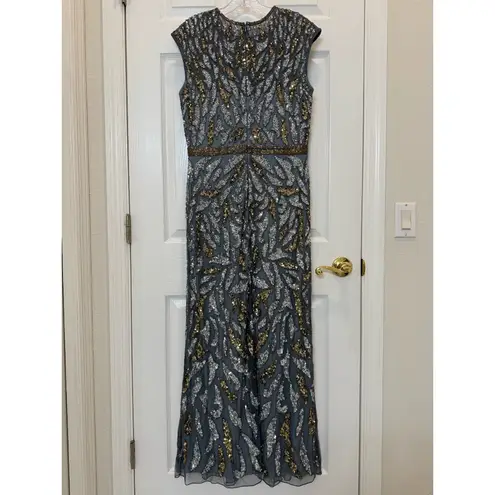 Mac Duggal NWT 5532 Embellished Illusion Cap Sleeve Column Gown Size 10