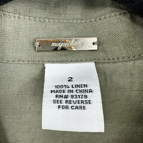 Magaschoni Olive Green Linen Utility Jumpsuit One Piece Casual Size 2