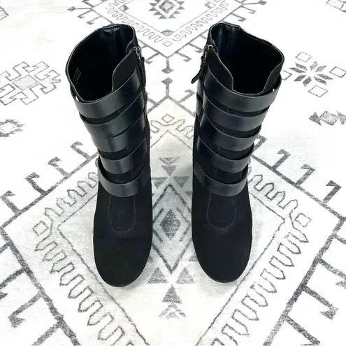 Mango MNG Black Buckled Suede Ankle Boots