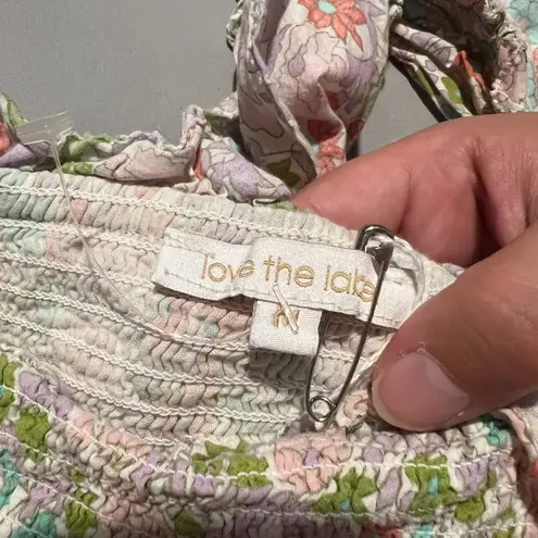 Anthropologie  Love the Label Ines Floral Ivory Ruched Crop Smocked Bodice Tank M