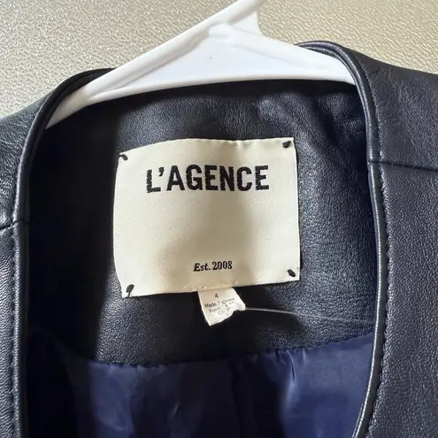 L'Agence L’AGENCE Jayde Collarless Leather Jacket Black Sz 4 - Image 11