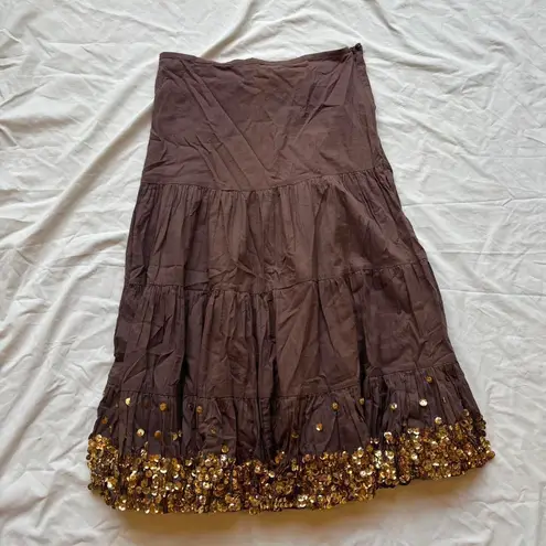 Lotus Threads lotus chocolate brown sequin maxi skirt