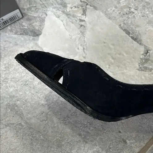 Elegant Suede Black Peep Toe Heels by V.O.Z Size 8