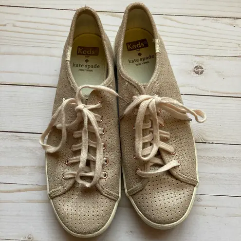 Keds x Kate Spade Kickstart Rose Gold Shimmer Sneakers Sz 7.5