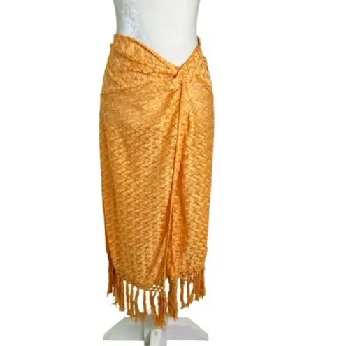 Ramy Brook Gaia Metallic Faux Wrap Boho Maxi Skirt Coverup Size L NWT