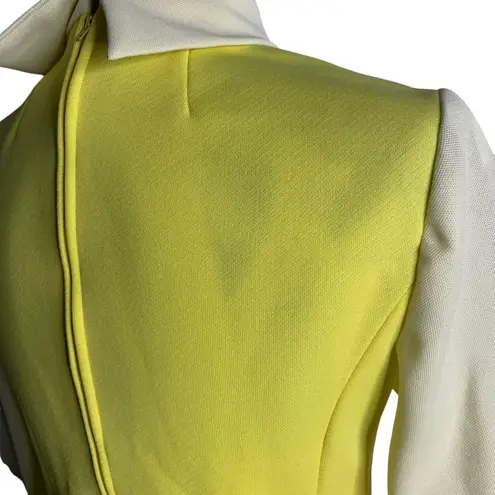 Vintage 60s 2 Piece Stretch Knit Pant Set S Yellow High Neck Pockets Zipper Size undefined