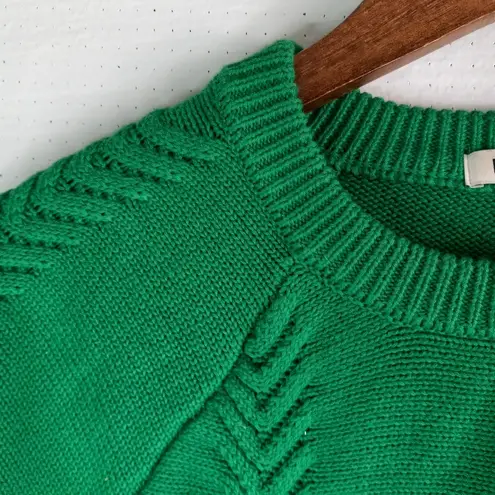 English Factory Farrow XS Cable Knit Women's Crew Neck Sweater in Kelly Green