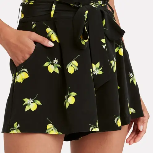 Rails 100% Silk Gigi Black/Lemon Print Pleated High Waisted Shorts XS VGUC