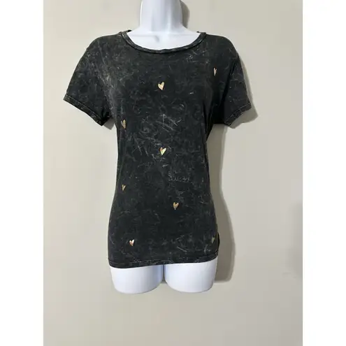 CHRLDR CHEERLEADER Acid Wash Black Doodle Hearts Tee Retro Y2K Aesthetic Size M Size M