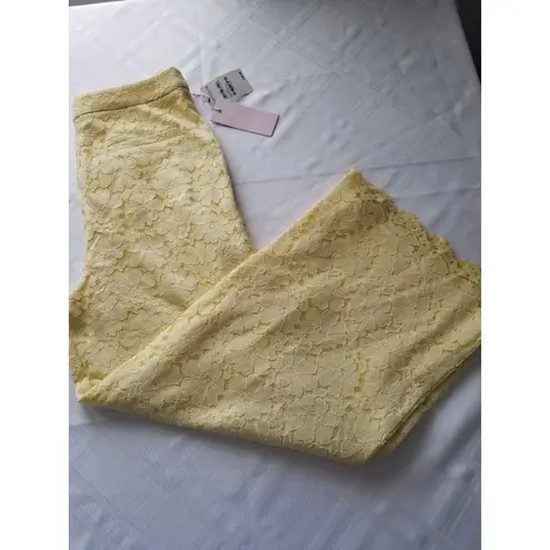 Rachel Parcell Yellow Clover Lace Wide Leg Crop Trousers Pants Womens Size 6