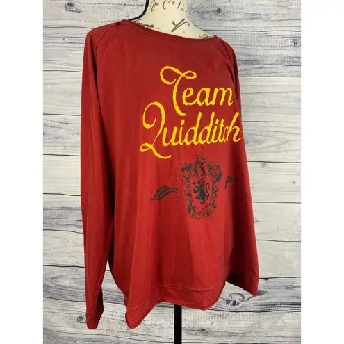 Harry Potter Team Quidditch Shirt Women XL Long Sleeve Gryffindor Stretch Maroon