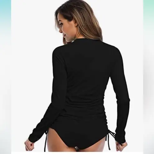 Chama Long Sleeve UV Sun Protection Rash Guard Side Adjustable Wetsuit Top Black Size L