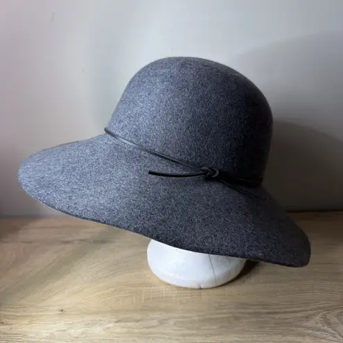 Phenix Hat Grey Wool Floppy Wide Brim Fedora Wool Leather Trim Boho Western Vibe Gray - Image 2