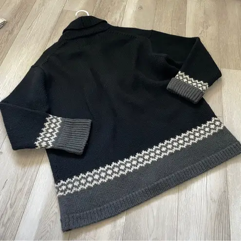 margaret o'leary Sweater merino wool full zip womens Black (medium) fair isle