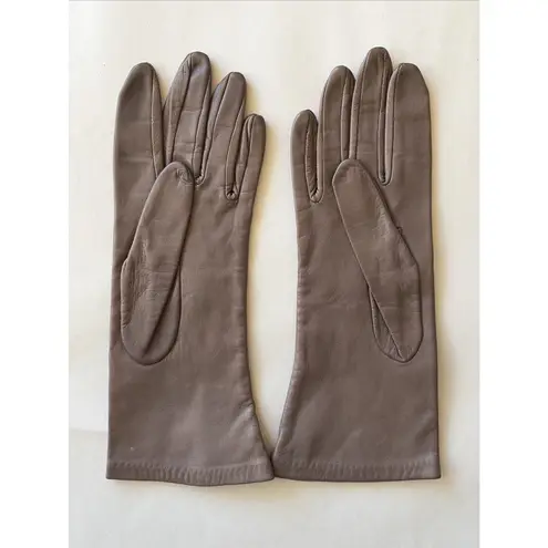 Vintage VTG Lord & Taylor Brown Taupe Silk Lined Leather Gloves Womens 7.5
