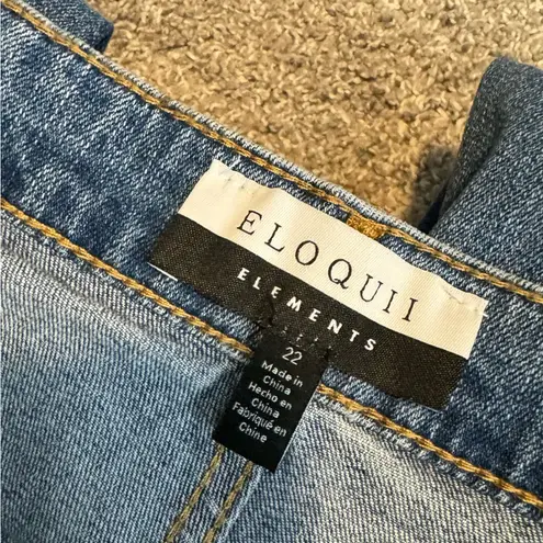 Eloquii  Elements Distressed Straight Leg Jeans Sz 22 Medium Wash Stretch Denim