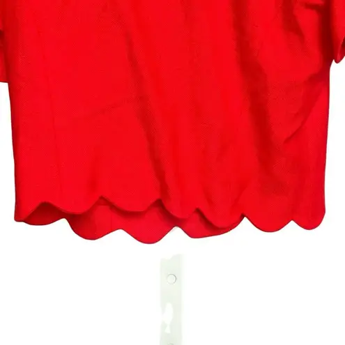 Richard Warren vintage Scoop Neck Red scalloped hem button down back Blazer 4 #7