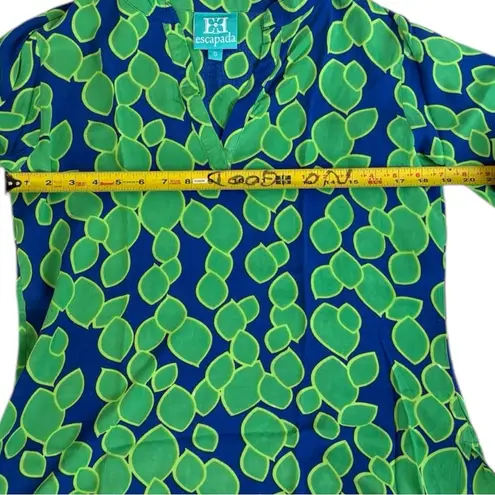 Escapada Geometric Bell Sleeve Top | Blue & Green | Size Small