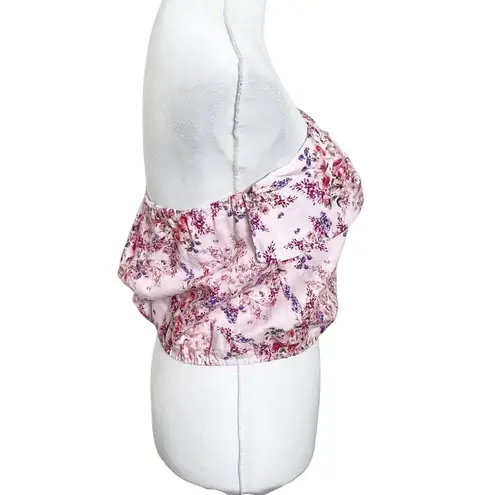 Cami NYC NWT Dedrah Bow Floral Strapless Crop Top Pink Linen Women’s Size Small