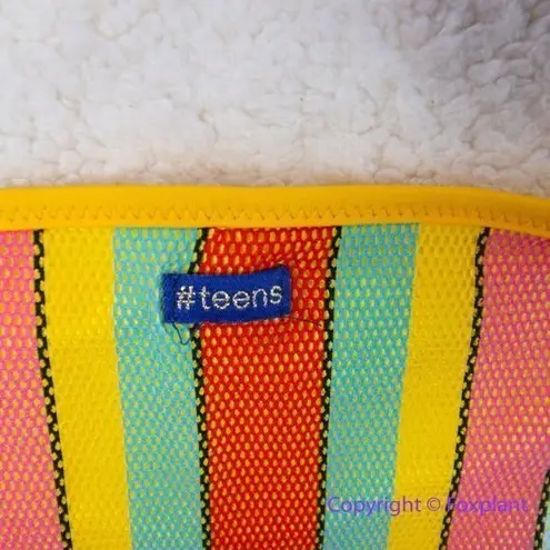 NEW Banana Moon rainbow stripes string tie up teens bikini bottom, size M Yellow Size M