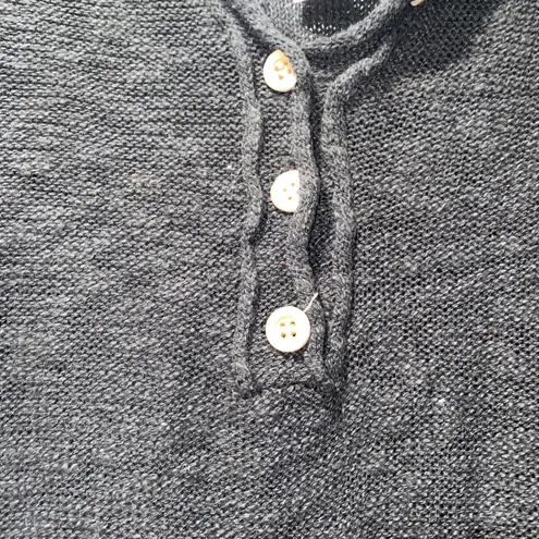 Stitchdrop Stitch-drop Black Slub Knit Henley Women’s Medium