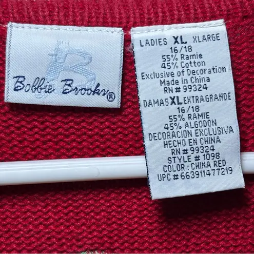 Vintage Bobbie Brooks Womens Ugly Christmas Sweater Vest Size XL Snowmen Red