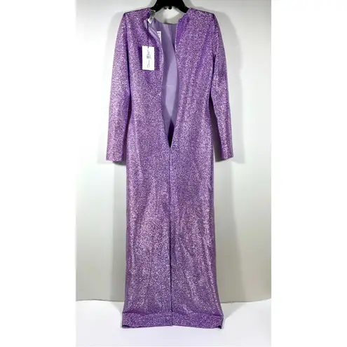 Oscar de la Renta Lame Column Gown Maxi Dress Metallic Lavender 6 NWT