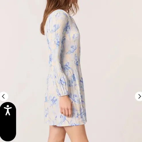 Maje Long Sleeve Dress in Blue and Cream Size 40 (US 12)
