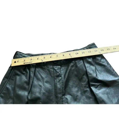 Carlan vintage Leather Pants Womens Silver black Relaxed Fit Button Detail Gray Size 10