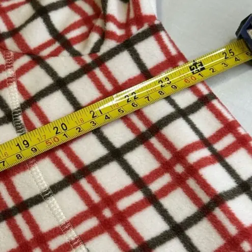 Lands End Woman's Fleece Plus Size Hoodie Red White Plaid 1/4 Zip Pullover Sz 18