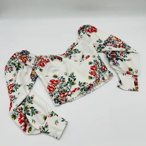 Crop Top Floral Blouse Top Tee Shirt T