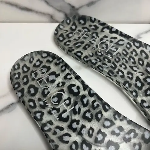 Beach by Matisse EUC Women's Clear Leopard Jelly Slides Sol Sandals Sz 8 Black