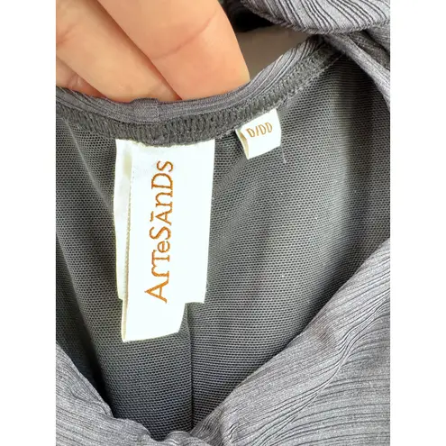 Artesands Plus Size 20 Black One Piece Swimsuit Tie Front Cutout Shelf Bra D/DD