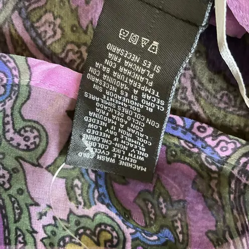 Covington Sheer Paisley Print 2 PIECE CHIFFON Layered Boho Top L Purple