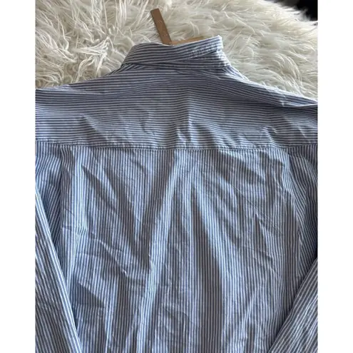 SKIMS Cotton Poplin Oversized Sleep Top Cadet Stripe Size Small - Image 10