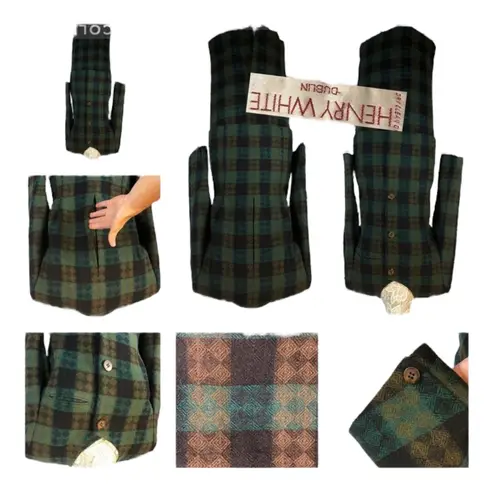 Vintage 1960s Henry White Dublin Alpaca Wool Plaid Skirt Suit Set medium Green Size 10