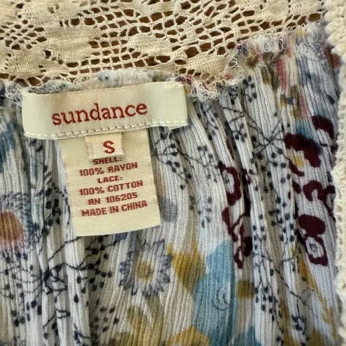 Sundance Peasant Top SZ S Floral Lace Yoke Peasant Sleeves Floral Cottage Boho