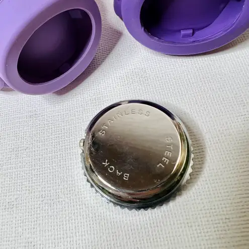 Slap Wrist Watch With 2 Bands Purple