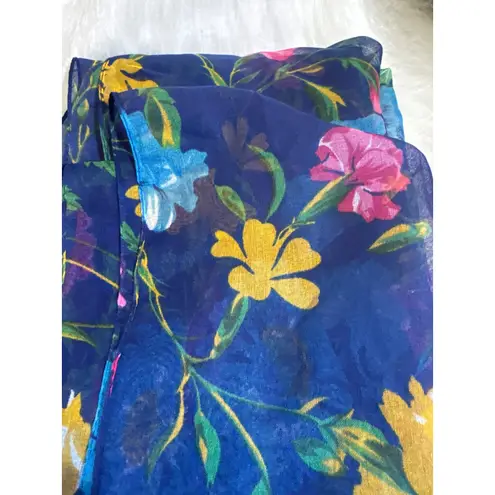 Glitz Chic Italian Floral Scarf Blue Pink Yellow Garden Print Blend Accessory