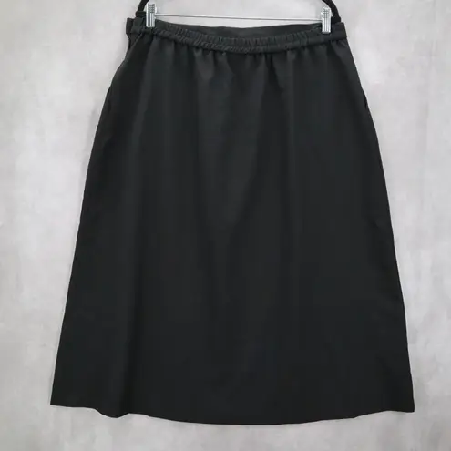 Bedford Fair Black Pull On Secretary Midi Church Pocket Flare Skirt Plus 20P Size undefined