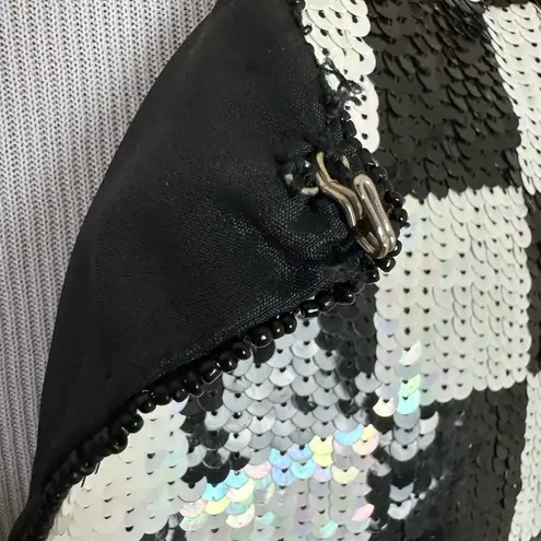 VINTAGE Black and White Checkered Silk Top Size L Size L