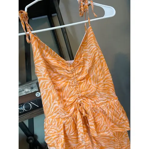 Suboo Sienna Printed Flounce Mini Dress Orange Womens Size XS
