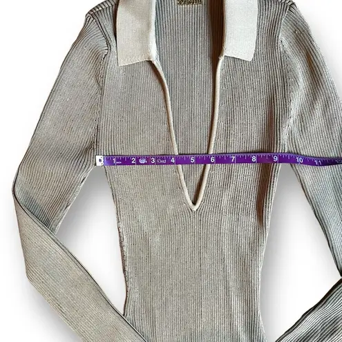 REVOLVE X SER.O.YA BOA RIBBED KNIT beige long sleeve mini DRESS Size XS Bodycon Tan