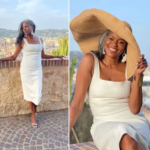 Victoria Beckham White Bandage Front Cutout Midi Dress Womens size 0