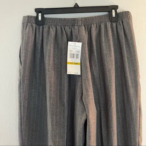 Alfred Dunner Pants Gray Pinstripe St. Regis Pull On Flat Front 14P NWT Tik-Tok