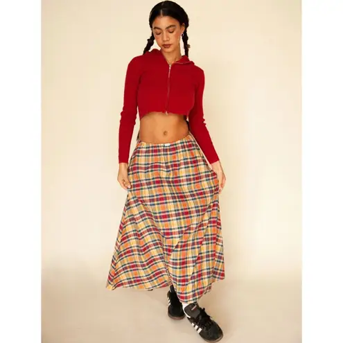 Rat Boi Dream Skirt in Crimson Tartan Size Large Casual Cotton Maxi Red