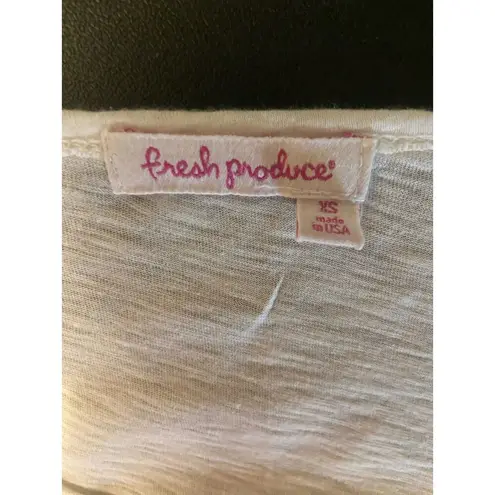 Fresh Produce Slub Knit Cotton Tee Shirt Womens XS Short Sleeve Scoop Neck Beach