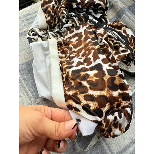 La Blanca One Piece Swimsuit Zebra Leopard Print Laced Front Plus Size 20W - Image 8